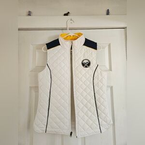 Sabres NHL Team Womans Quilted Vest By Carl Banks Medium Snow White